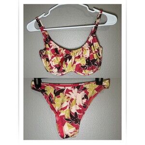 Abercrombie & Fitch y2k Tropical Floral Print Underwire Bikini Set Women’s XS